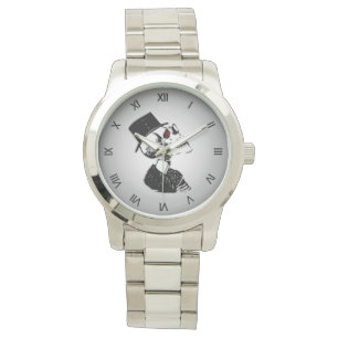 Relógio Numerações Romanas Negras Negras de Cabeça Vestida