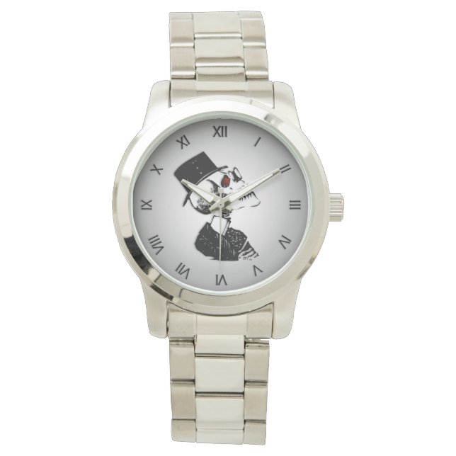 Relógio Numerações Romanas Negras Negras de Cabeça Vestida (Frente)