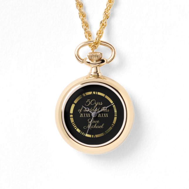 Relógio Numeral Romano do Ouro de Esposa do 50º Aniversári (Frente)