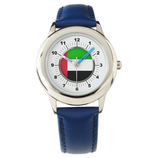 Relógio Número Azul de Sinalizador de Emirados Ajustáveis  (Frente)