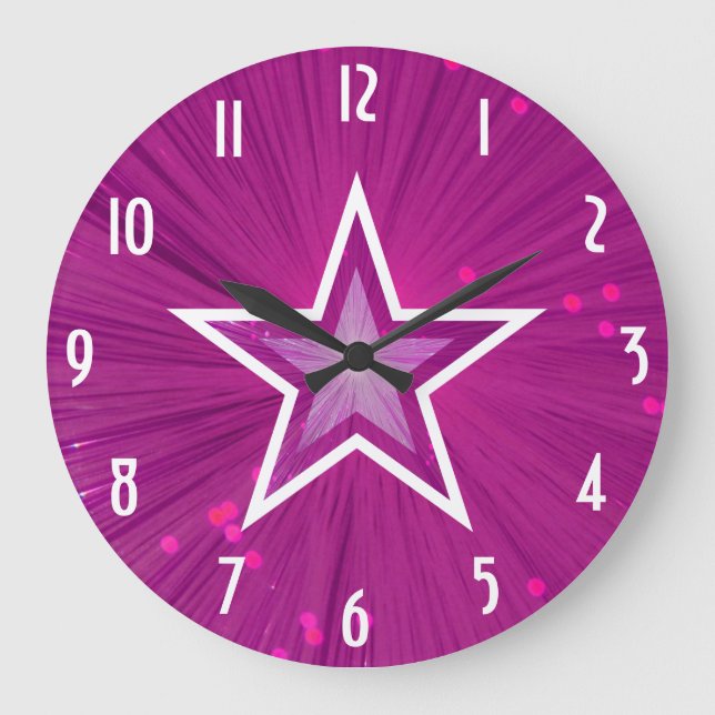 Relógio "Números" de Estrelas Rosa (Frente)