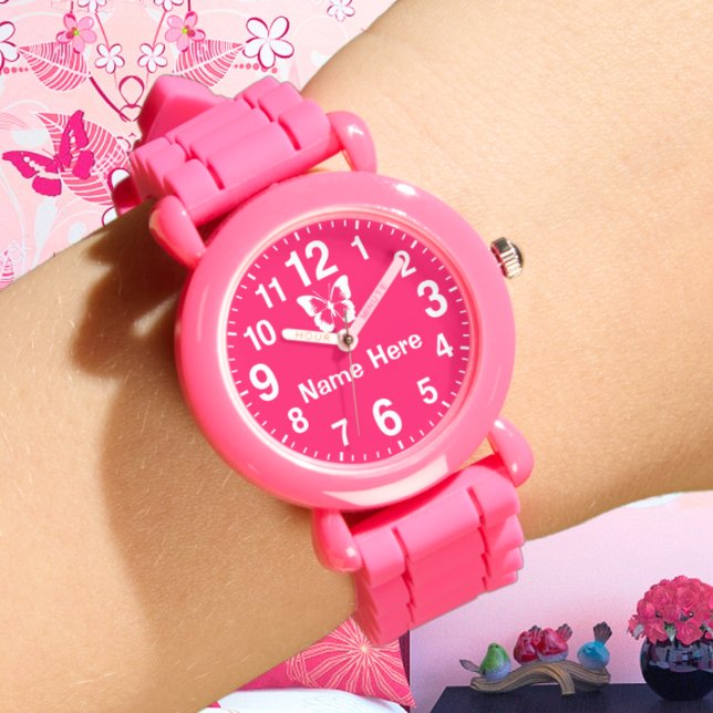 Relógio Números grandes meninas personalizadas vigia com n (Big Number Watch for Girls. Girls Watch with Name. Personalized Watches for Girls. Pink Wrist Watch.)