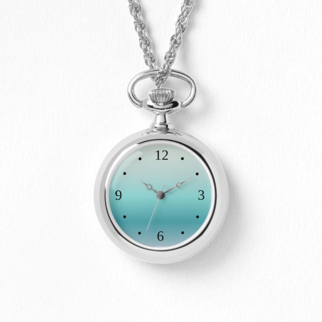 Relógio Números Mínimos do Gradiente Aquamarino (Frente)