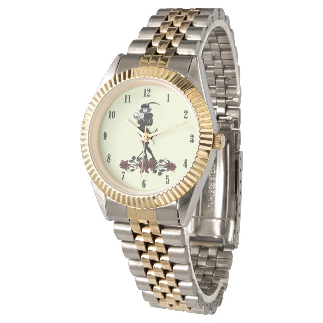 Relógio Números Pretos do Hamlet Face Rosa (Angular)