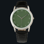 Relógio Números romanos de script branco em mens verdes<br><div class="desc">White Script Roman Numbers On Green Mens Watch Design © Trinkets e coisas 2017 - AHP Design. Todos os Direitos Reservados.</div>