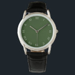 Relógio Números romanos de script branco em mens verdes<br><div class="desc">White Script Roman Numbers On Green Mens Watch Design © Trinkets e coisas 2017 - AHP Design. Todos os Direitos Reservados.</div>