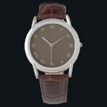 Relógio Números romanos de script branco em wacnt castanho<br><div class="desc">White Script Roman Numbers On Brown Mens Watch Design © Trinkets e coisas 2017 - AHP Design. Todos os Direitos Reservados.</div>
