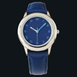 Relógio Números romanos de script branco no formato azul<br><div class="desc">White Script Roman Numbers On Blue Kids Watch Design © Trinkets e coisas 2017 - AHP Design. Todos os Direitos Reservados.</div>