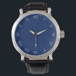 Relógio Números romanos de script branco no wacnm azul<br><div class="desc">White Script Roman Numbers On Blue Mens Watch Design © Trinkets and Things 2017 - AHP Design. Todos os Direitos Reservados.</div>