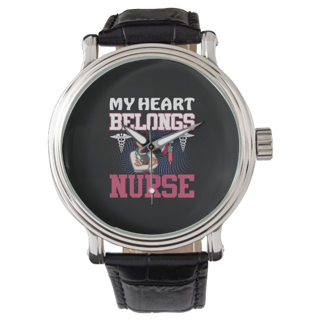 Relógio Nurse Gift | My Heart Belongs Nurse (Frente)