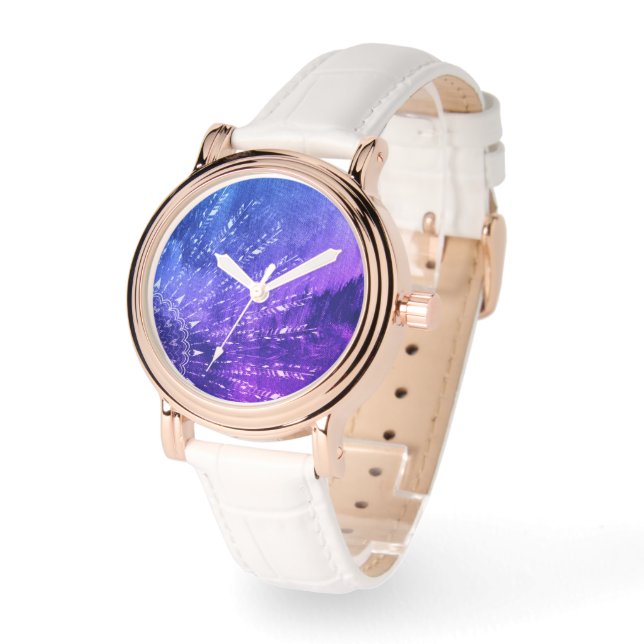 Relógio Nuvens de Mandala Roxo Boho Bohemian (Ângulo)