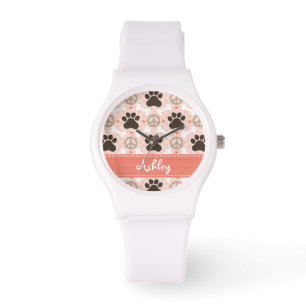 Relógio O amor personalizado da paz persegue Pawprint