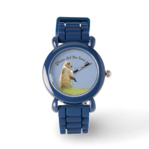 Relógio O Bezel Watch ajustável da criança com urso pard