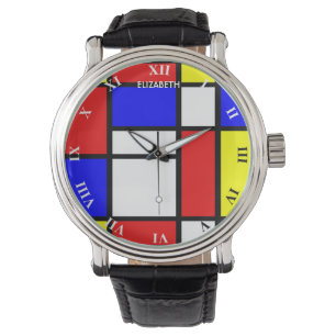Relógio O design geométrico Mondrian inspirou a arte