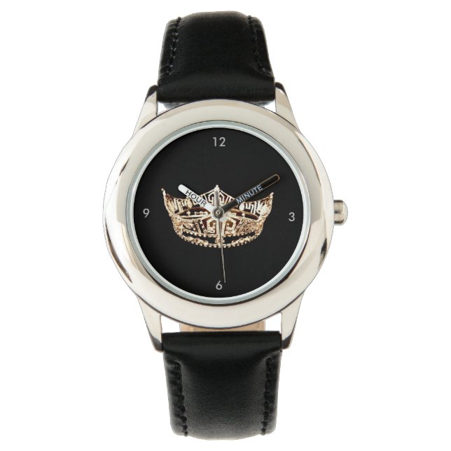 Relógio O estilo da Miss América Crown Black Watch (Frente)