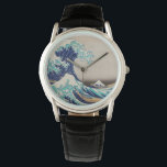 Relógio O Excelente Hokusai desceu de Kanagawa. Vintage ja<br><div class="desc">Katsushika Hokusai,  relógio "A onda do Excelente de Kanagawa". Ilustração do japão Vintage.</div>