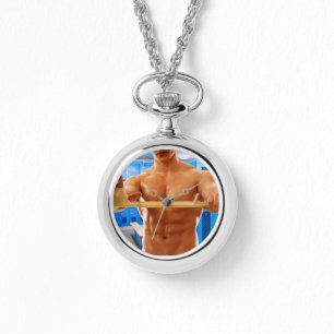 Relógio O homem muscular do SlipperyJoe sem camisa, com 6 