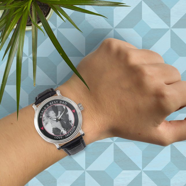 Relógio O melhor Pai do mundo com corações (Criador carregado)