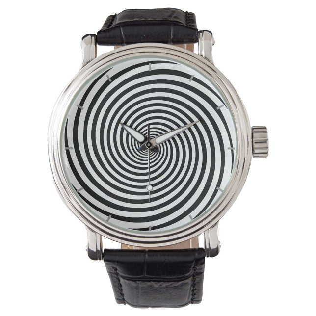 Relógio O tempo é uma ilusão de mente hipnose espiral (Time will never feel the same with our black and white Hypnosis spiral wristwatch.)
