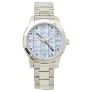 Relógio Oboé ~ Partitura Enrolada ~ Fundo com Tom Azul ~