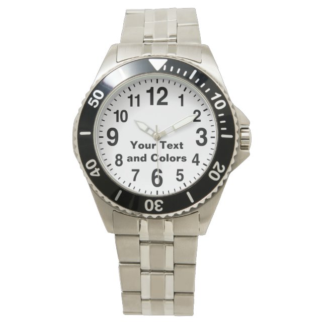 Relógio Observa com grandes números com seu TEXTO e CORES (Frente)