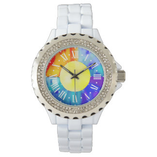 Relógio observar o aspecto colorido da aquarela