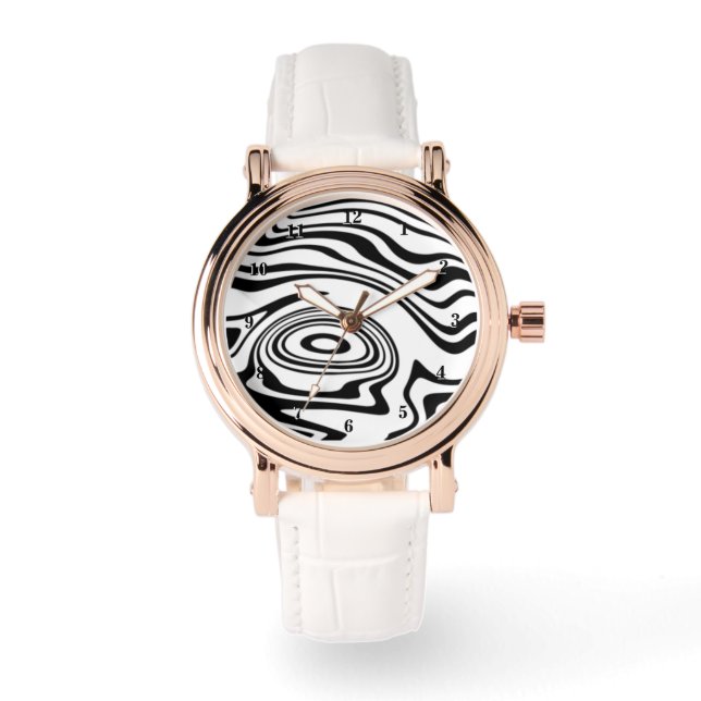 Relógio Observatório de Ondas Pretas e Brancas (Frente)