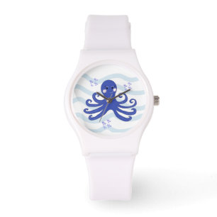 Relógio Octopus Whimsical Blue Sea