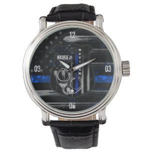 Relógio Oficial aposentado - Blue Line Leather Watch