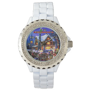 Relógio Old Man Santa Claus and Reindeer