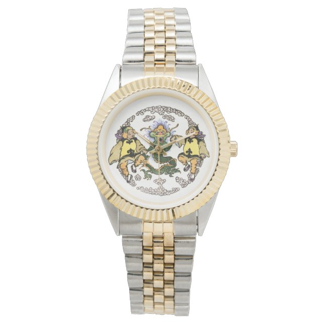 Relógio Olhar de dragão japonês brincando com crianças (Frente)