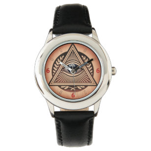 Relógio Olho de Horus Illuminati 666 Wood Style