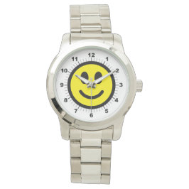 Relógio Olho de Prata de Rosto Feliz das Mulheres