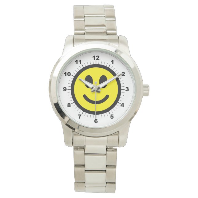 Relógio Olho de Prata de Rosto Feliz das Mulheres (Frente)