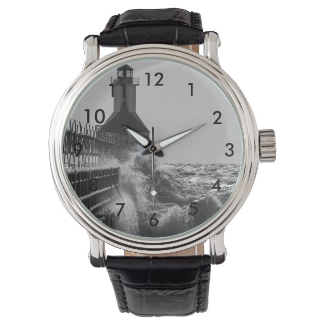 Relógio Ondas Feridas Na Rua Joseph Grayscale (Frente)
