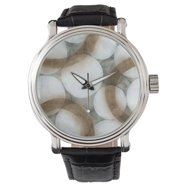 Relógio Orbos brancos e Círculos castanhos (Frente)