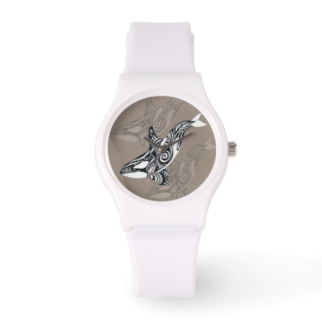 Relógio Orca Killer Whale Tlingit Indigo Taupe ink (Frente)