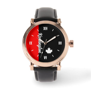 Relógio Orgulhoso canadense com o nome e o branco do mapa