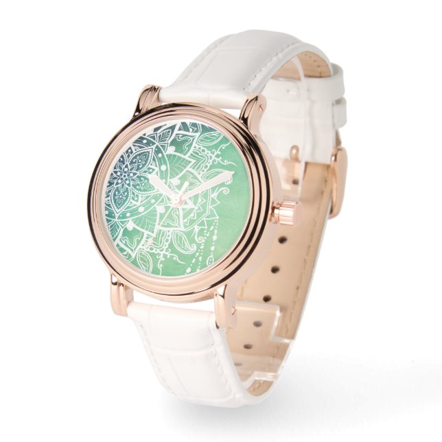 Relógio Ornamentado Elegante Zen Mandala Rosette Verões (Ângulo)