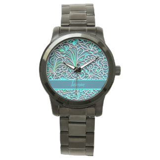 Relógio Ornamente Muster 3D Optik blau, türkise, grün