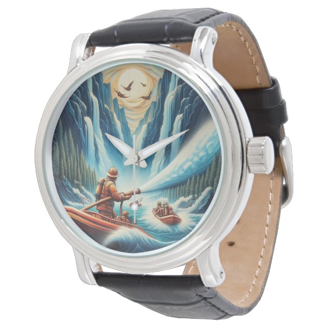 Relógio Os bombeiros carregados no barco (Angular)