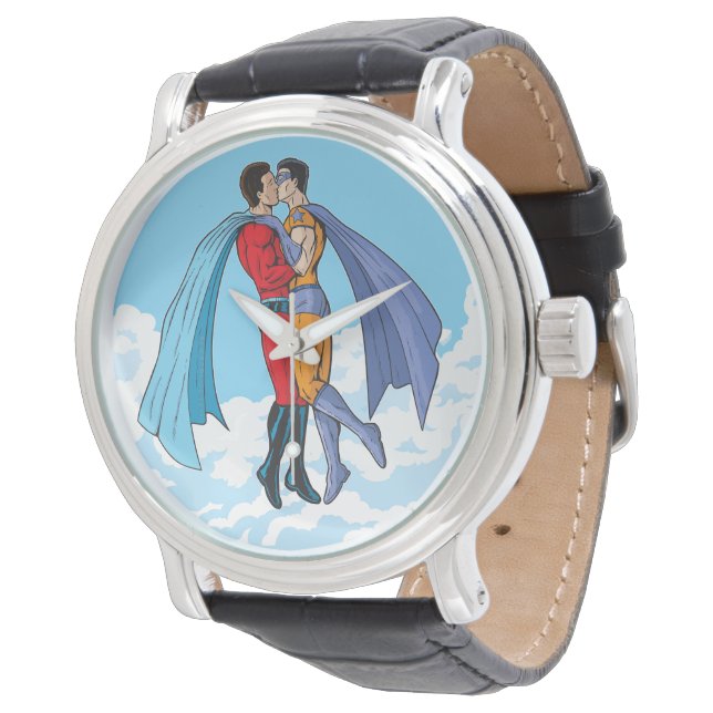 Relógio Os dois super-heróis do SlipperyJoe beijando o car (Angular)