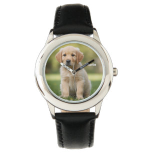 Relógio Ouro bonito - Criança do Retriever Personalizada
