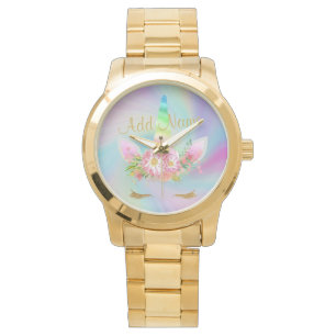 Relógio Ouro do Unicórn Rainbow Dourado Watch