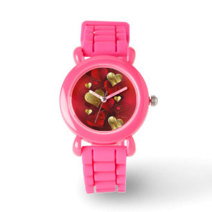 Relógio Ouro e namorados vermelhos