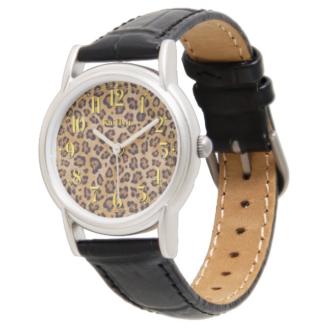 Relógio Ouro Elegante, Leopard Print Wrist Watch (Angular)