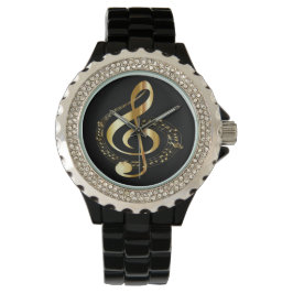 Relógio Ouro Gclef Ladras Rhinestone Watch