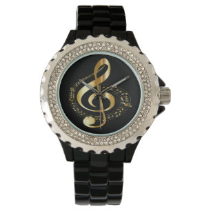 Relógio Ouro Gclef Ladras Rhinestone Watch