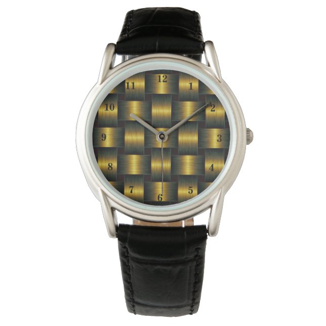 Relógio Ouro Lattice Watch Dourado Black (Frente)