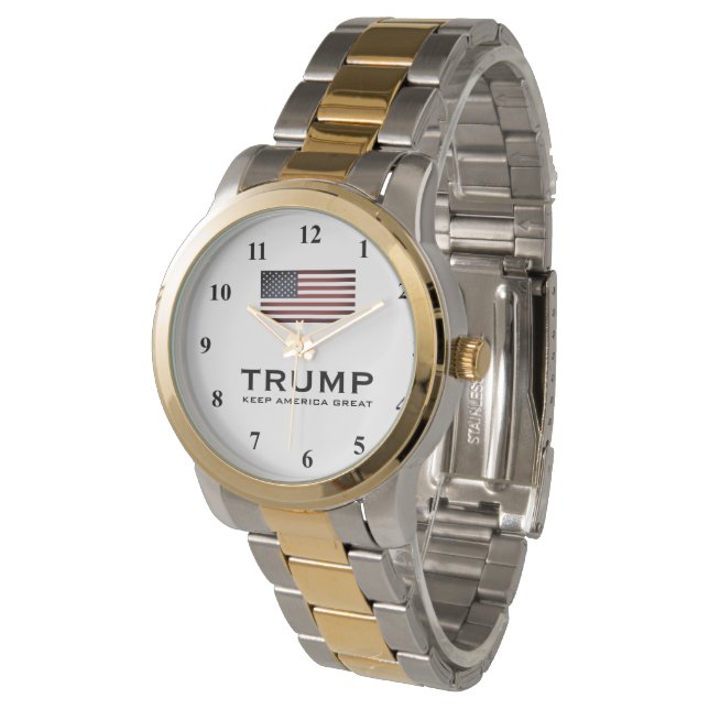 Relógio Ouro Trump watch com bandeira dos Estados Unidos (Angular)